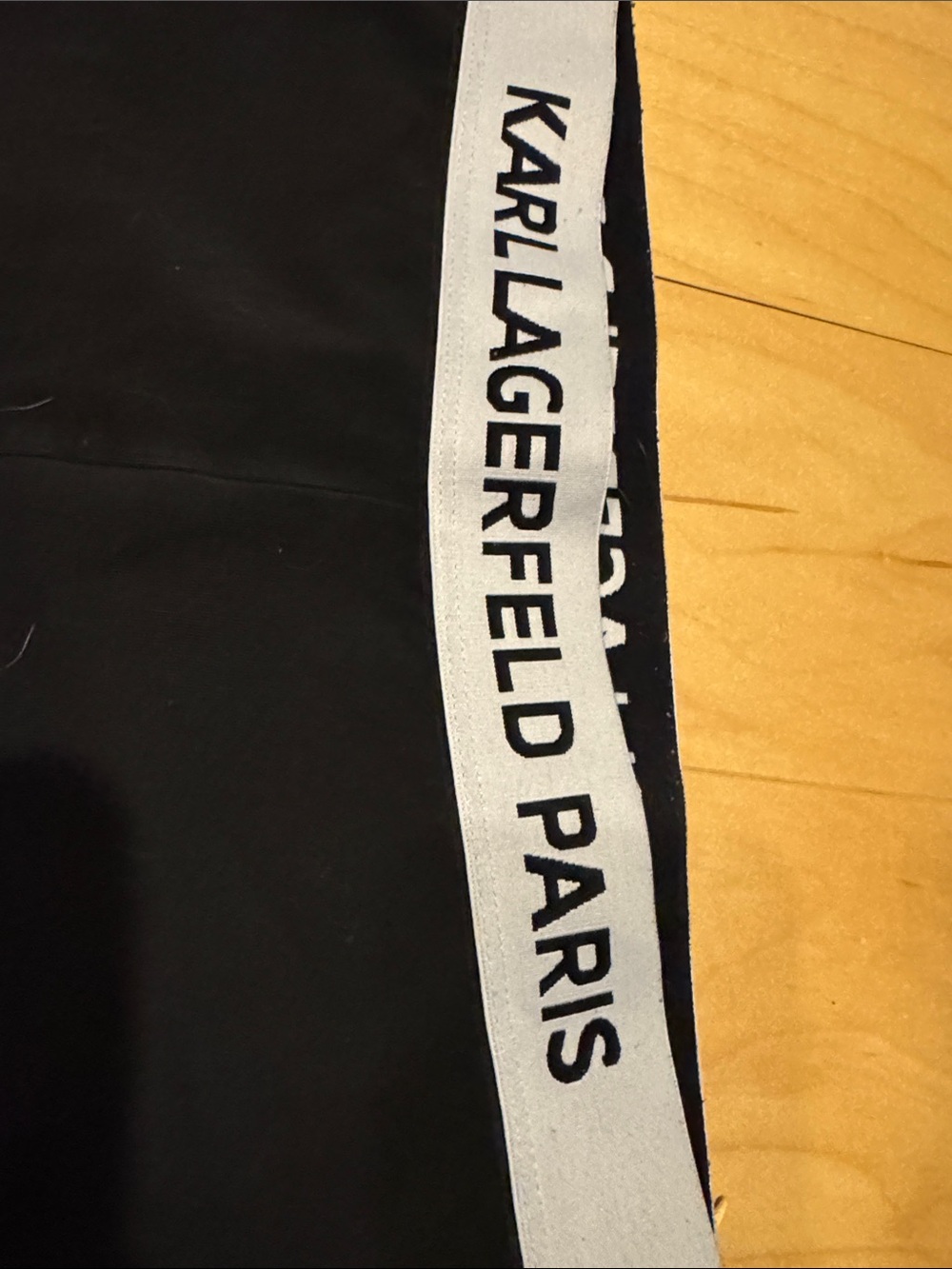Karl Lagerfeld Black Leggings with White Logo Stripe - Picture 4 of 5